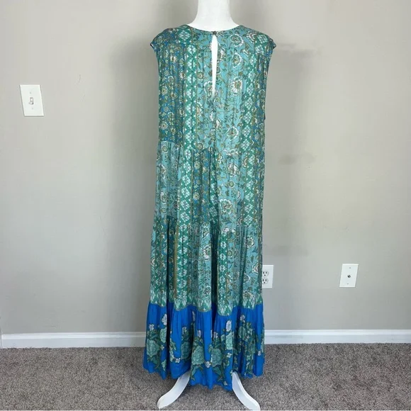 FREE PEOPLE HANALEI BAY LACE UP TIERED OVERSIZED TIERED FLORAL MAXI DRESS XS - Picture 13 of 16